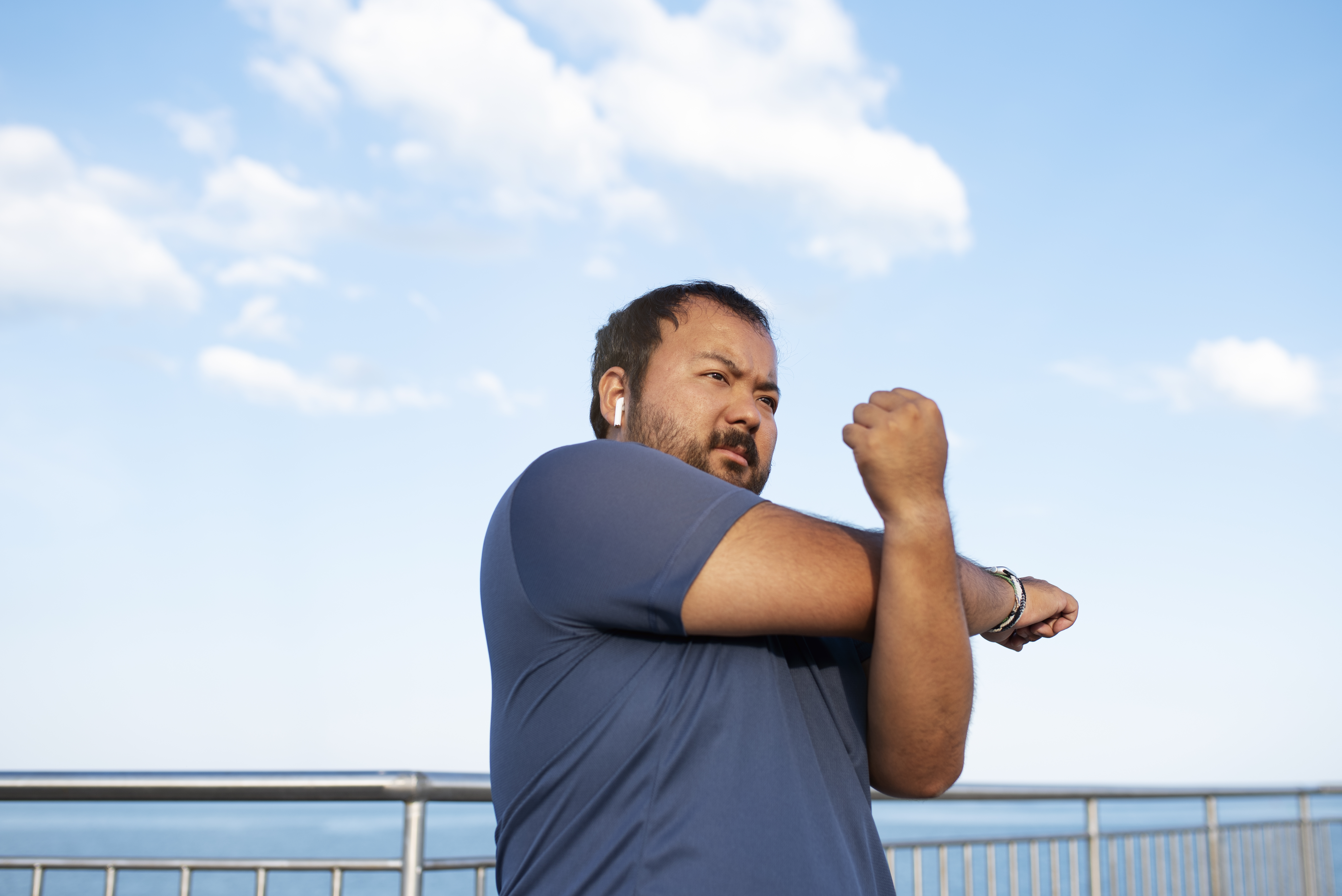 Overweight Man Exercising Outdoors